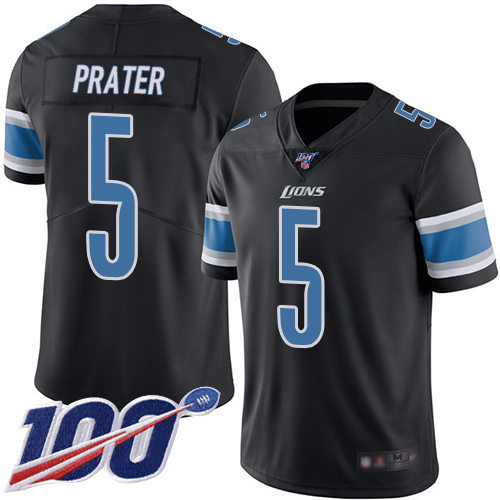 Detroit Lions Limited Black Men Matt Prater Jersey NFL Football #5 100th Season Rush Vapor Untouchable